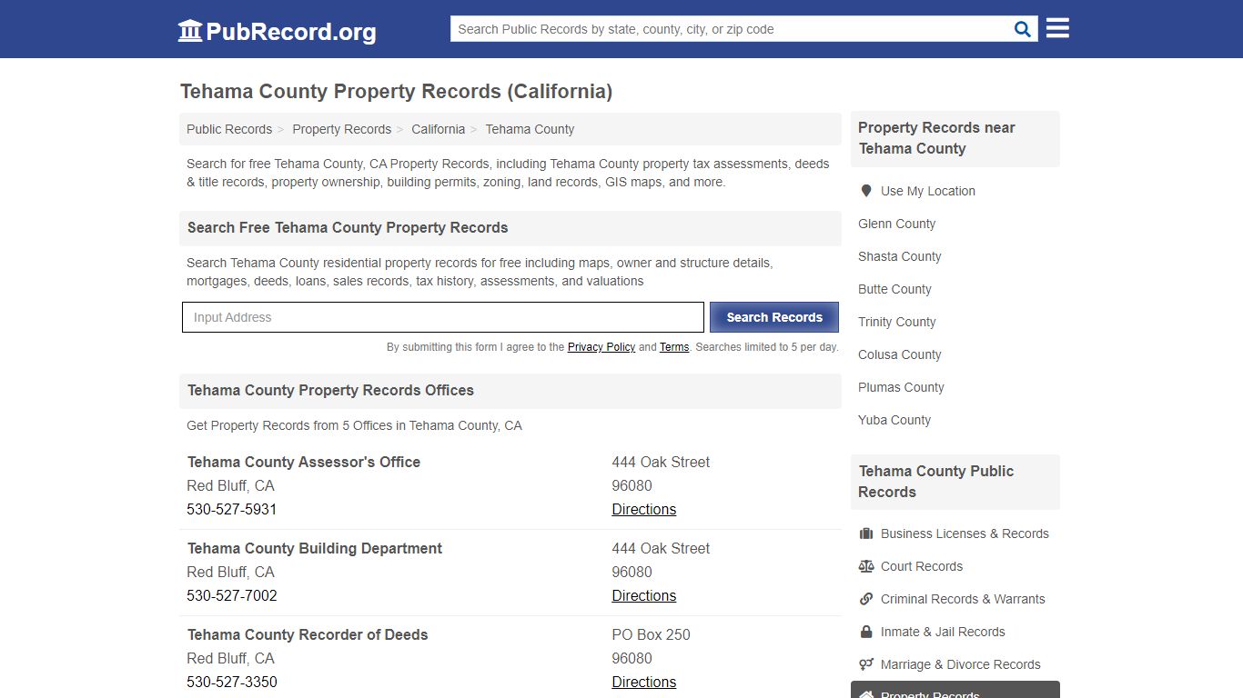 Tehama County Property Records (California) - Public Record