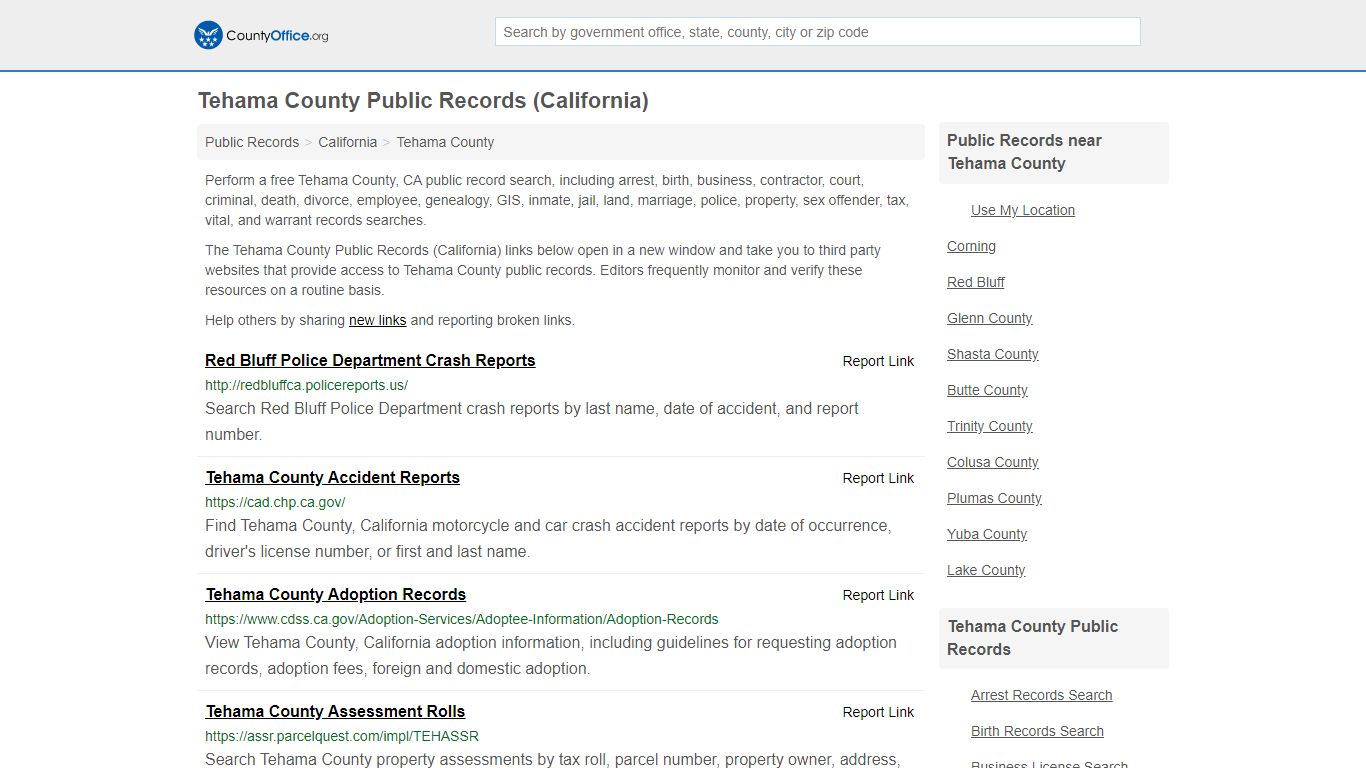 Public Records - Tehama County, CA (Business, Criminal ...