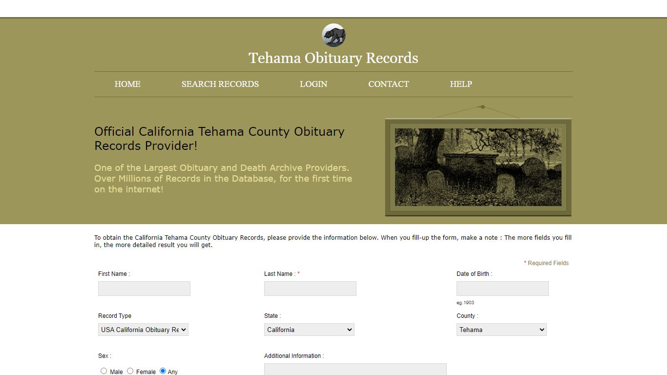 Tehama County Obituary Records. Public Records, California ...